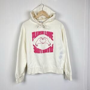 Sandro Paris Lovi Please Love Sweatshirt Hoodie In Pale Yellow Size 3 Medium